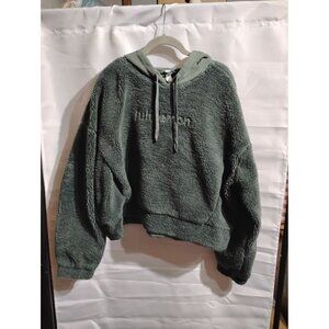 Lululemon size 12 Sherpa hooded pullover dark green pre-owned winter, warmth